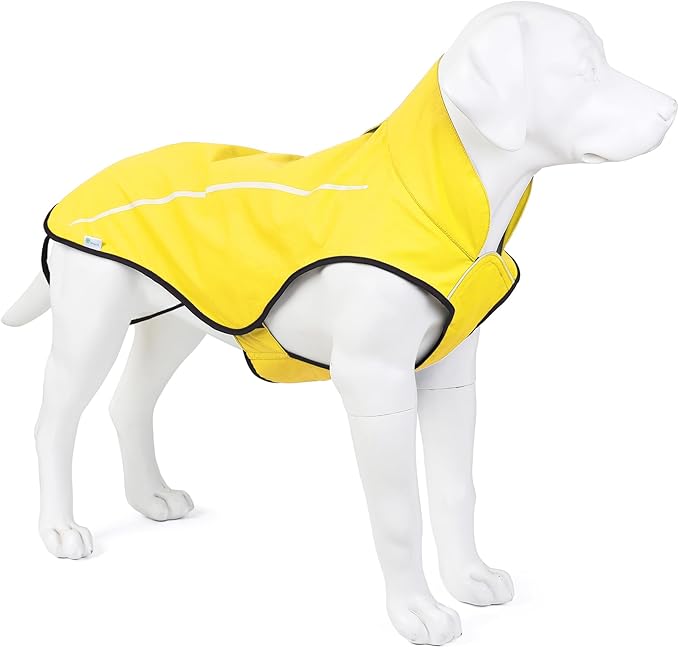 Mile High Life Dog Raincoat, Adjustable Waterproof Reflective Rain Jacket for Small Medium Large Dogs, Lightweight Breathable Pet Rain Coat with Leash Hole(Yellow,S Chest 22-25")