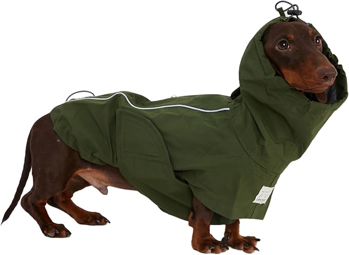 Waterproof Dog Raincoat, Hooded Raincoat for Dachshund Whippet Small Medium Large Dogs, Adjustable Dog Rain Coat Jacket (03(Dachshund 16-24lbs))