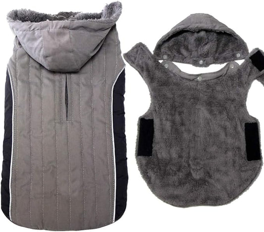 Fleece Dog Hoodie for Small Dogs Super Warm Puppy Jacket for Cold Winter Dog Coats,Grey S