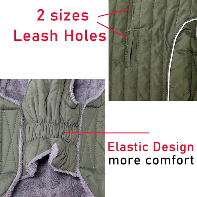 Fleece Dog Hoodie for Large Dogs Super Warm Doggie Jacket for Cold Winter Dog Coats,Green XXXL