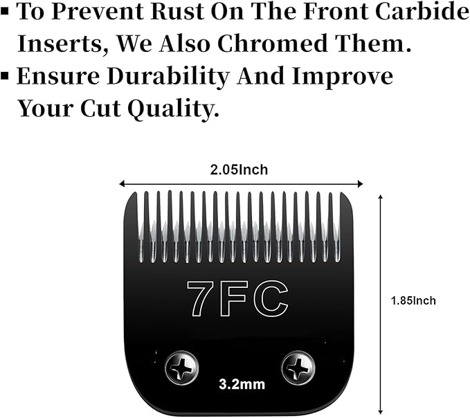 BESTBOMG Detachable Pet Dog Grooming Clipper Blades, Size 7FC/5FC/4FC, Made of Carbon-Infused Steel Blade and Stainless Steel Blade, Compatible with Most Andis,Oster A5/A6,Wahl KM Series, 5 Count.