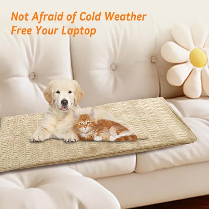Heeyoo Pet Heating Pad, Adjustable Temperature Dog Cat Heating Pad with Timer, Waterproof Heated Dog Bed with Chew Resistant Cord, Auto Power-Off Indoor Pet Heated Mat for Dogs and Cats, 36" x 24"