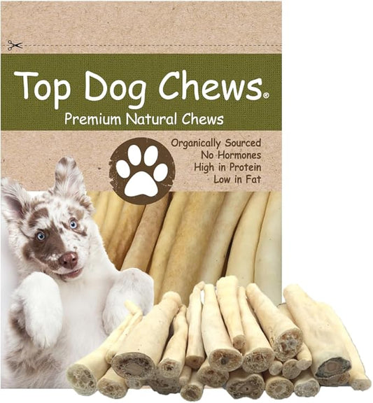 Top Dog Chews - 6 Inch Cow Tails, High-Protein Dog Treats, 100% Naturally Sourced Dog Chew from Free Range Grass-Fed Cattle, Beef Bull Puppy Treats