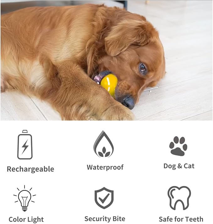 Dog Balls, Interactive Dog Toys, Smart Automatic Active Rolling Moving Ball for Medium/Large Dogs, Fun Dog Toys to Keep Pet Busy,Birthday Gifts,USB Rechargeable, Yellow