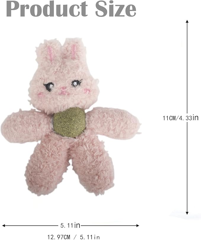Cat Toys with Catnip Kitten Chew Bite Supplies Boredom Relief Fluffy Kitty Teeth Cleaning Chewing Cat Lovers Interactive Plush Gift (Frog&Panda)