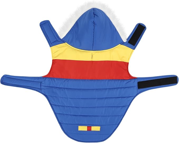 HDE Dog Puffer Jacket Fleece Lined Warm Dog Parka Winter Coat with Harness Hole 90s Colorblock - XL