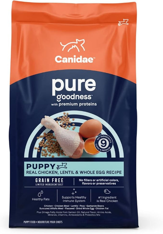 Canidae Pure Limited Ingredient Premium Puppy Dry Dog Food, Real Chicken, Lentil & Whole Egg Recipe, 12 lbs, Grain Free