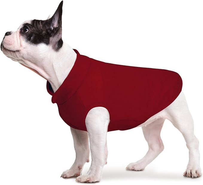 FUAMEY Dog Fleece Vest for Small Dogs,Warm Stretchy Dog Sweatshirts Pullover with Leash Hole Dogs Sweater Soft Pet Turtleneck Cozy Pet Vest Lightweight Sleeveless Red S