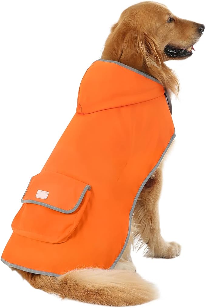 HDE Reversible Dog Raincoat Hooded Slicker Poncho Rain Coat Jacket for Small Medium Large Dogs Camo Orange - XXL
