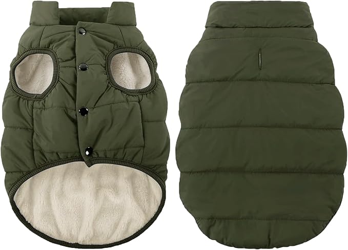 ASENKU Windproof Dog Winter Coat Waterproof Fleece Jacket Cold Weather Pet Apparel for Small Medium Large Dogs (ArmyGreen, 3XL)