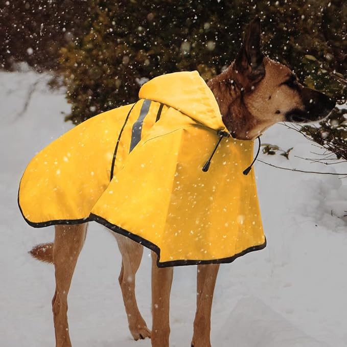 Candofly Dog Raincoat Hooded Poncho - Adjustable Waterproof Dog Rain Jacket Lightweight Reflective Dog Rain Coat Pet Slicker for Small Medium Large Dogs (Large, Yellow)