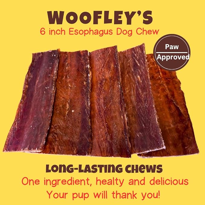 Woofley's - Esophagus Jerky (30 Count) - Gullet Sticks for Dogs - Safe, All-Natural Dog Chews - Promotes Dental Health