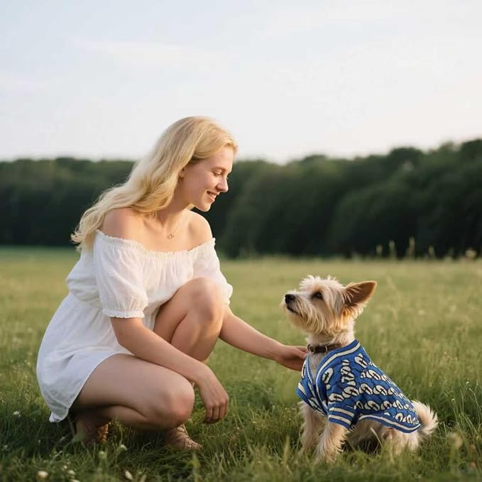 Pet Sweaters for Dogs Boys and Girls, Dynamic Letter Patterned Dog Sweater,Dog Cardigan,Pet Clothes,Pet Knitted Clothing,Fit for Different Seasons and Kinds of Dogs (Blue L)