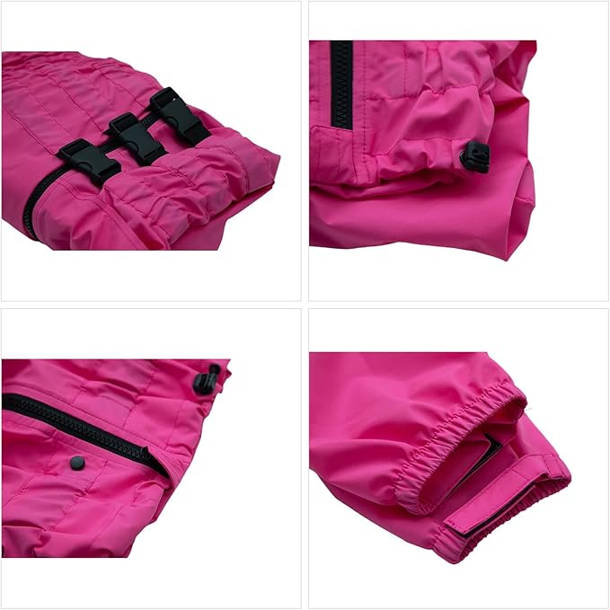 Dogs Waterproof Jacket, Lightweight Waterproof Jacket Reflective Safety Dog Raincoat Windproof Snow-Proof Dog Vest for Small Medium Large Dogs Rosered M