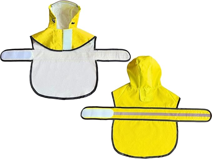 Dog Raincoat Waterproof Reflective Slicker - Lightweight Breathable Hooded Poncho Rain Coat Jacket with Adjustable Belly Strap and Leash Hole for Small Medium Large Dogs (Yellow, XX-Large)