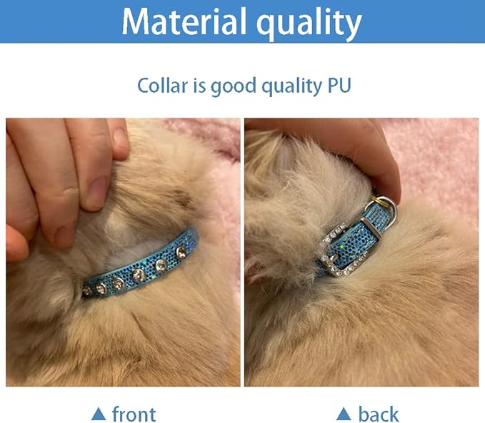 2 Pack Cat Collar Rhinestone Bling Cute Cat Collars Accessories for Pet Collars Adjustable Ideal for Girl Cats Male Cats(Silvery Gold)