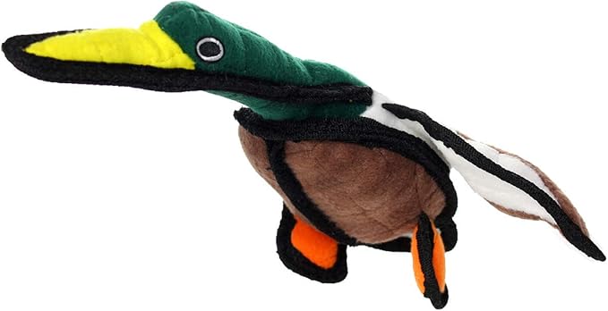 TUFFY - World's Tuffest Soft Dog Toy - Barnyard Duck - Squeakers - Multiple Layers. Made Durable, Strong & Tough. Interactive Play (Tug, Toss & Fetch). Machine Washable & Floats. (Junior 2 Pack)
