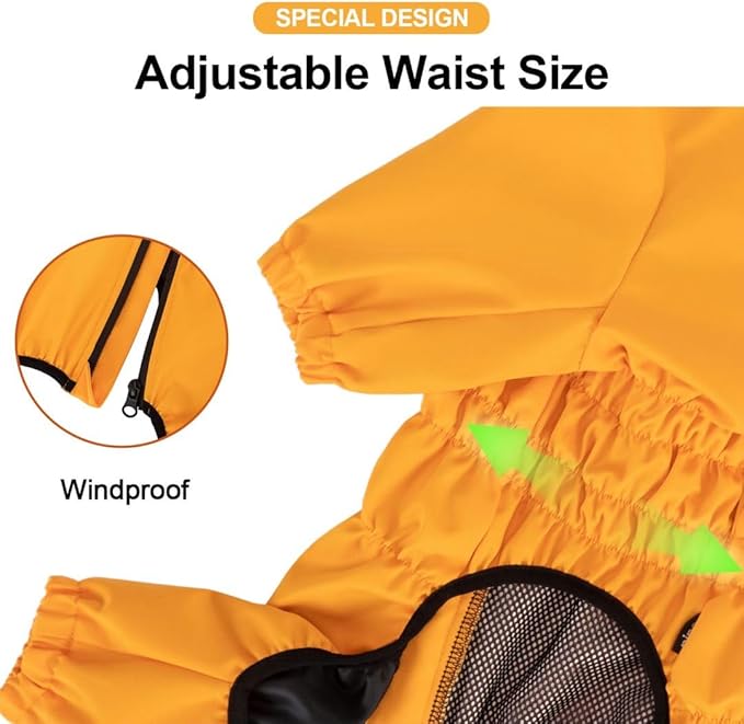 PINA Lightweight Waterproof Dog Rain Jacket with Hood - Full Wrap Design for Full Protection