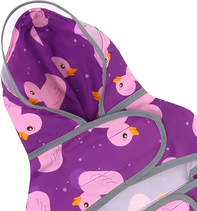 HDE Dog Raincoat with Clear Hood Rain Jacket Poncho for Small Medium Large Dogs Ducks Purple - L
