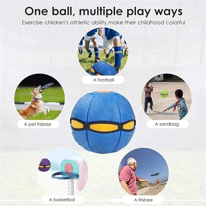UFO Magic Balls, Portable Pet Toy Flying Saucer Ball, Creative Doggy Disc Ball Stomp, Decompression Flying Flat Throw Dog Balls Toy for Childrens Kids Sports, Outdoor Games(Blue)