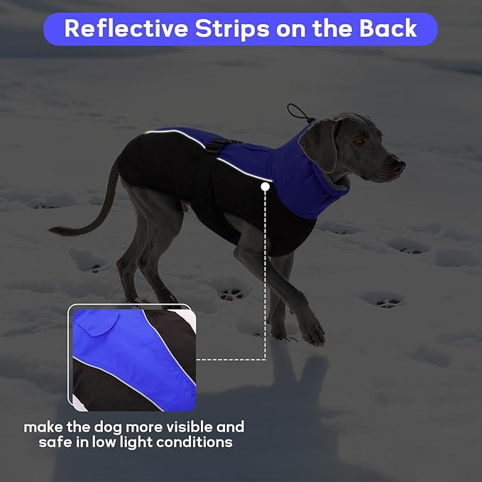 IDOMIK Dog Winter Coat, Reflective Waterproof Dog Jacket for Cold Weather, Warm Pet Coats for Small Medium Large Dogs, High Collar Doggy Fleece Snow Jacket, Winter Vest with Adjustable Buckle,S