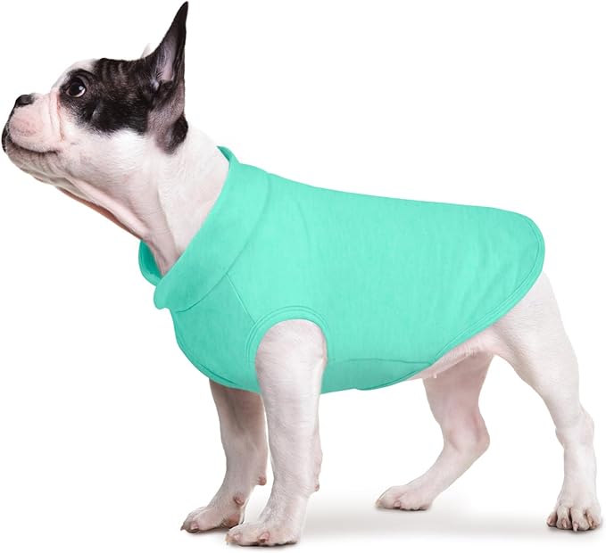 FUAMEY Dog Fleece Vest for Small Dogs,Warm Stretchy Dog Sweatshirts Pullover with Leash Hole Dogs Sweater Soft Pet Turtleneck Cozy Pet Vest Lightweight Sleeveless Cyan S