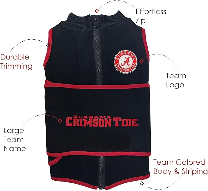 NCAA Alabama Crimson Tide Dog Anxiety Calming Shirt Soothing Vest, Dogs Cats with Anxiety, Fears, Fireworks, Loud Noises, Dark, Lonely Keeps Dogs Calm & Feeling Safe, Relaxing Jacket, X-Small