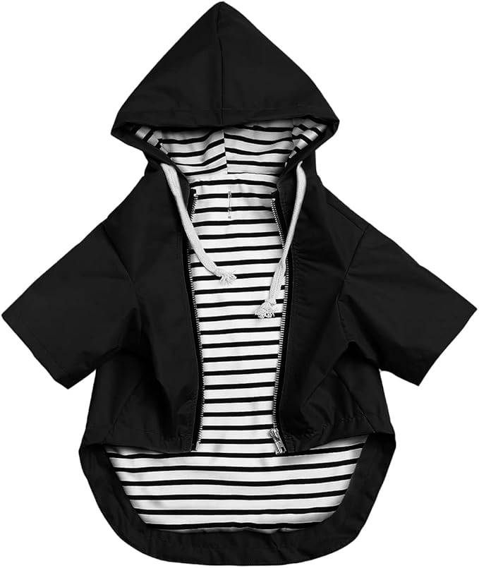 Dog Raincoat rain Jacket Raincoat Dogs Waterproof Small Medium Breeds Zip Closure Storage Pocket Harness Hole Black XL