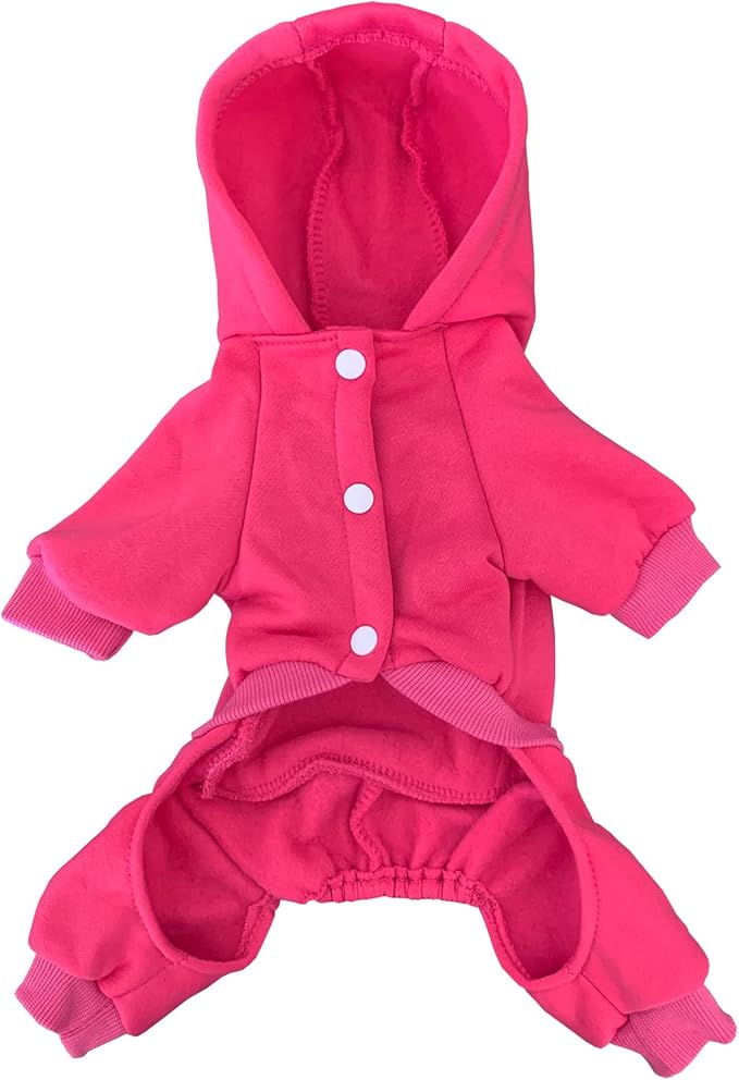 Dog Hoodie Clothes with Pocket 4 Legs Jumpsuit Fleece Sweater Winter Sweat Shirt Warm Cotton Hoodies for Small Dog Medium Large Cat Magenta 3XL