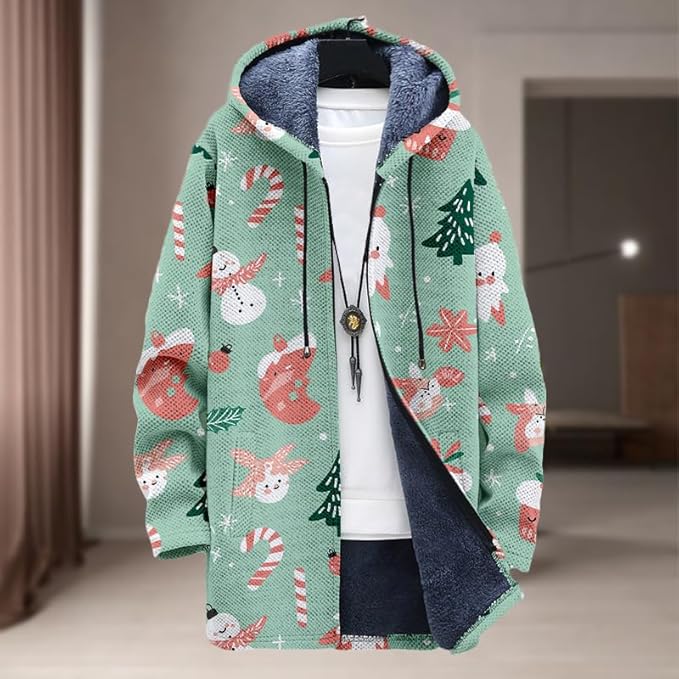 Oversized Full Zip Hoodie for Men Sherpa Fleece Lined Jacket with Hood Soft Warm Winter Coat with Pockets