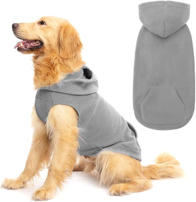 EXPAWLORER Dog Hoodie Fleece Sweater Vest, Hooded Dog Sweatshirt Fall Winter Pet Clothes with Leash Ring, Sleeveless Warm Cozy Puppy Clothing for Cat Small Medium Large Dogs Girl Boy, Grey XS