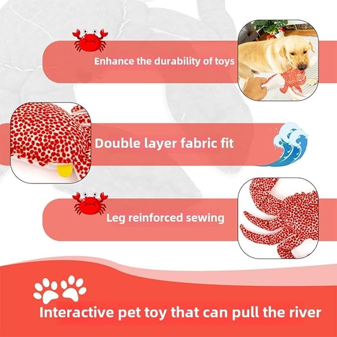 RED Crab Dog Toys -Cute King Crab Squeak Plush Dog Toy for Aggressive chewers,Dental Toy for Aggressive Chewers, Large/Small Breed (13.78 inch)