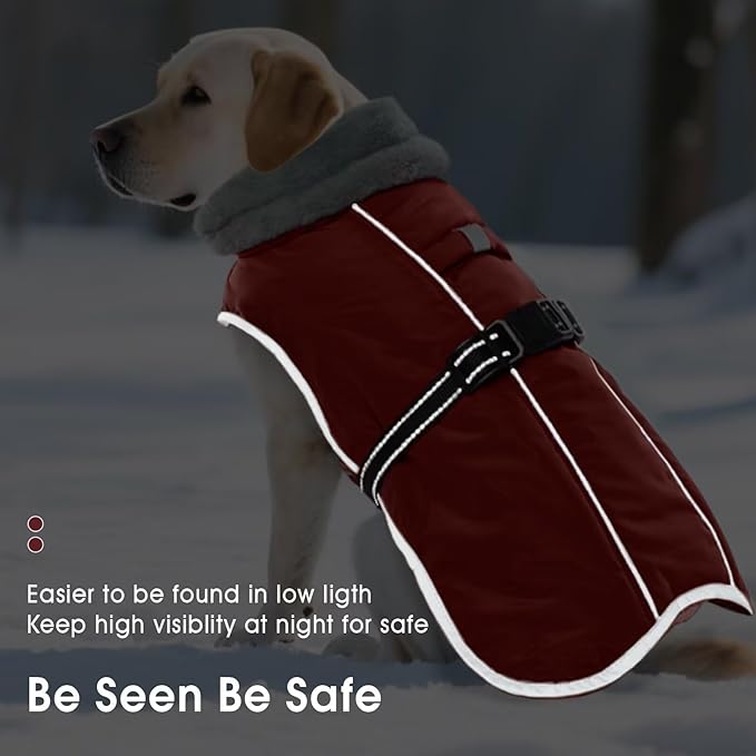 Warm Dog Coat Reflective Jacket,Size S Waterproof Winter Coat Turtleneck Dog Clothes for Cold Weather,Thick Fleece Snowsuit Christmas Vest for Small Dogs,Thermal Cold Weather Coats,Red,S