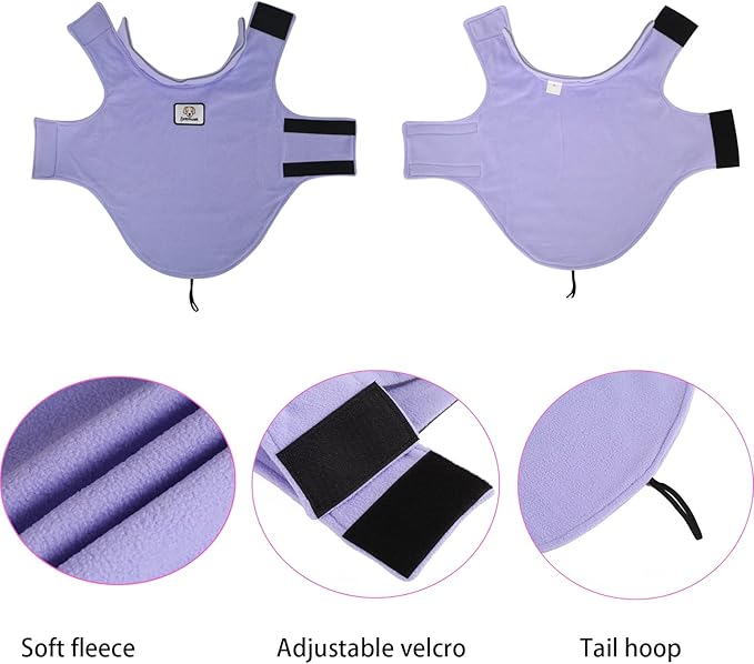 Fleece Dog Coat Winter Pet Jacket Reflective for Cold Weather for Large Medium Small Dogs(Purple,XS)
