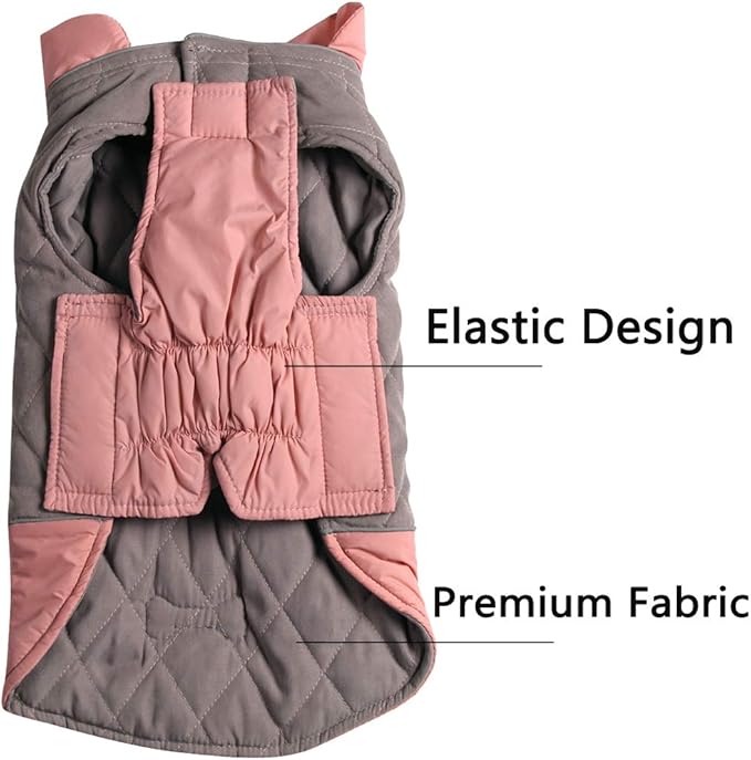 Reversible Dog Coats for Small Dogs Waterproof Warm Dog Jacket for Cold Winter,Pink and Grey M