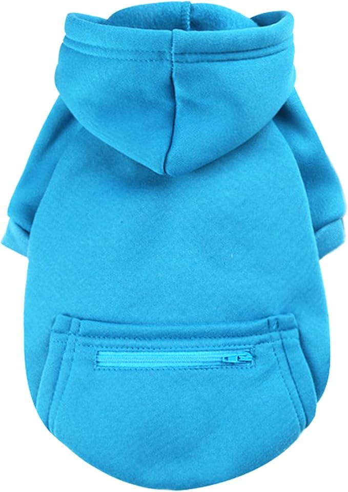 Jecikelon Winter Dog Hoodie Sweatshirts with Pockets Warm Clothes for Small Dogs Chihuahua Coat Puppy Custume Clothing (XX-Small, Y02-Blue)