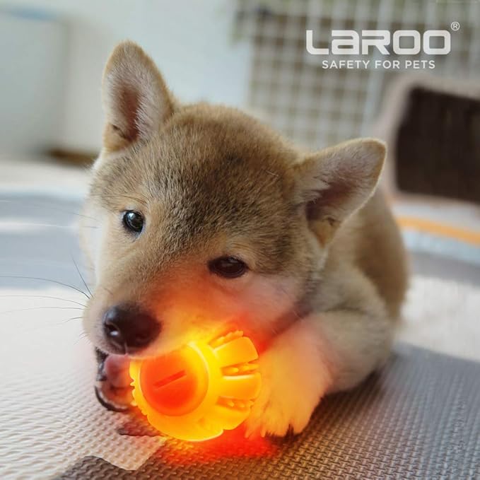 LaRoo LED Dog Ball, Silicon Glowing Dog Toy Ball at Night with USB Rechargeable, Water Resistant Light Up Interactive Dog Tennis Balls for Outdoor Playing