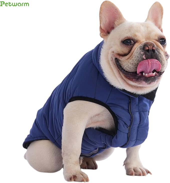 PetWarm Reversible Dog Cold Weather Coats, Waterproof Dog Puffer Vest, Vest for Dogs with Hook-and-Loop Strap, Windproof Outdoor Coat for Winter Walks and Snowy Days, Blue, M