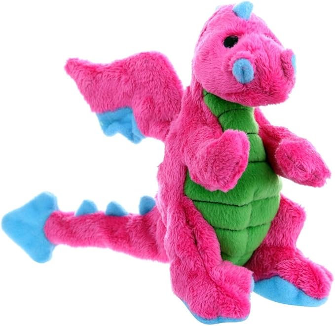 goDog Dragons Squeaky Plush Dog Toy with Chew Guard Technology, Durable Fabric & Squeaker for Active Play, Pink, Large