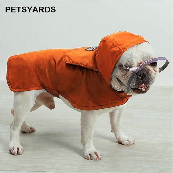 Pet Raincoat Packable Hooded Dog Rain Jacket Reflective Strips Lightweight Adjustable Poncho for Small Medium Large Dogs Orange, XS (Back:11 Inches)
