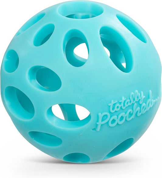Messy Mutts Totally Pooched Huff'n Puff Ball | 2.5” TPR Puzzle Ball for Dogs | 2-in-1 Durable Interactive Toy and Tooth Cleaner | Teal