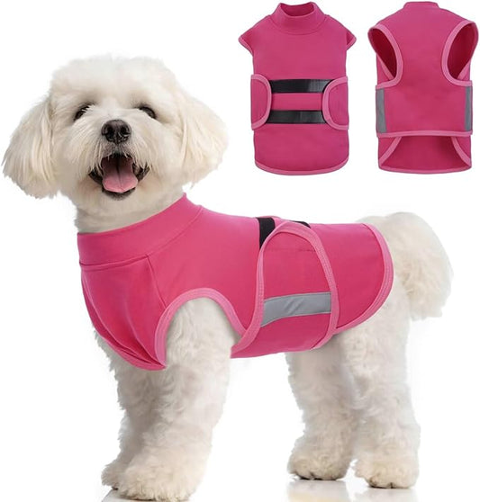 MIGOHI Dog Anxiety Relief Coat,Comfort Anxiety Vest for Dogs,Adjustable Anxiety Calming Wrap for Fireworks,Thunderstorms,Travel, Separation, Dog Anxiety Jacket for Small Dogs,S,Rosered