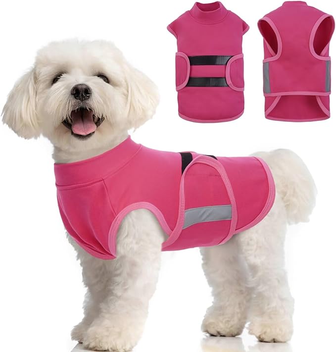 MIGOHI Dog Anxiety Relief Coat,Comfort Anxiety Vest for Dogs,Adjustable Anxiety Calming Wrap for Fireworks,Thunderstorms,Travel, Separation, Dog Anxiety Jacket for Small Dogs,XS,Rosered