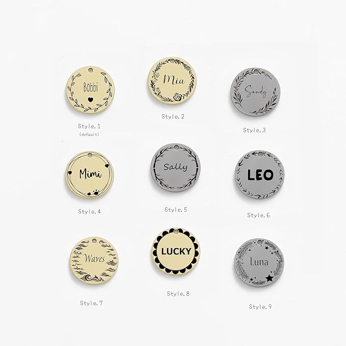 Cat Dog ID Tags Personalized 9 Corolla Styles Flower Wreath to Choose for Extra Small Pets Collar Accessories 316L Stainless Steel Engraved Custom on Both Side