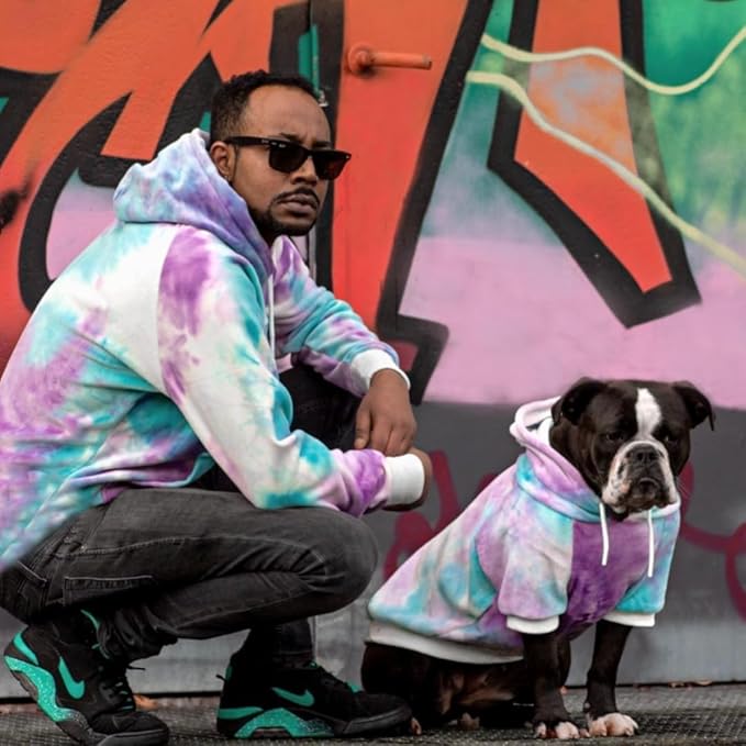 Spark Paws Dog Hoodie – Premium Dog Sweater for Small, Medium, and Large Dogs | Warm Outfits for French Bulldogs, Pitbull, Puppy, Winter Jacket Alternative - 90s Retro Sky Dye - 4XL