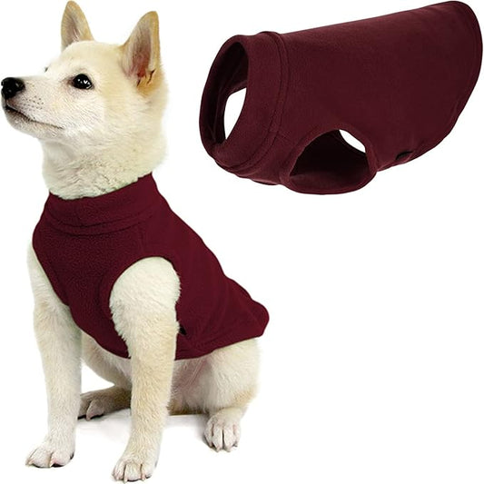 Gooby - Stretch Fleece Vest, Pullover Fleece Vest Jacket Sweater for Dogs, Burgundy, Medium