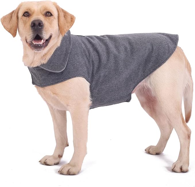 Fleece Dog Coat Pet Jacket Reflective for Cold Weather for Extra Large to Small Pets(Grey,2XL)
