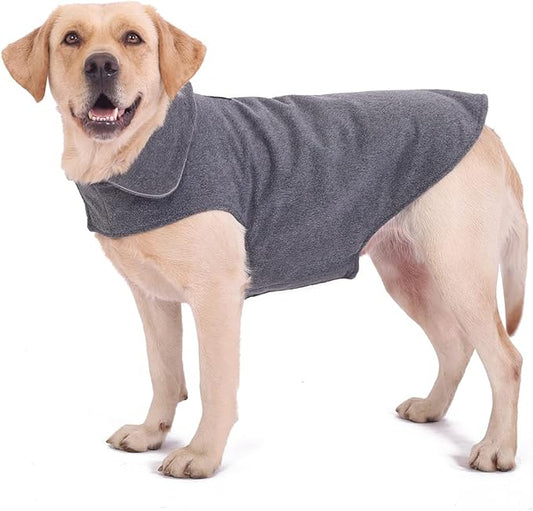 Fleece Dog Coat Reflective Cold Weather Dog Jacket Apparel for Extra Large to Small Pets(Grey,3XL)