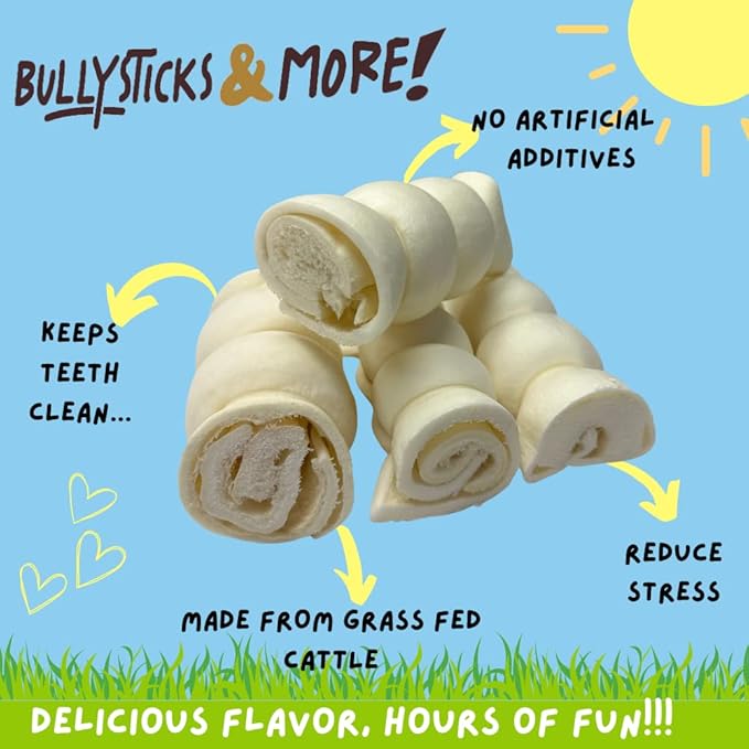 BULLYSTICKS & MORE 6 Inch Beef Cheek Rolls for Dogs (Extra Thick - 8 Count) - Beef Cheek Bones for Dogs - Dog Parents Choice - Premium No Hide Rolls