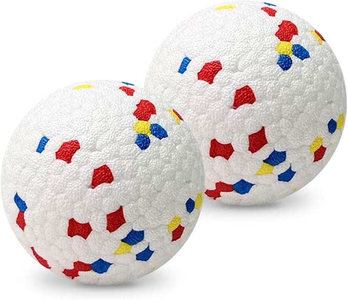 Foam Fetch Dog Balls 3 inch, for Large and Medium Breeds, Durable Toy for Chewers (White, 2 Pack)